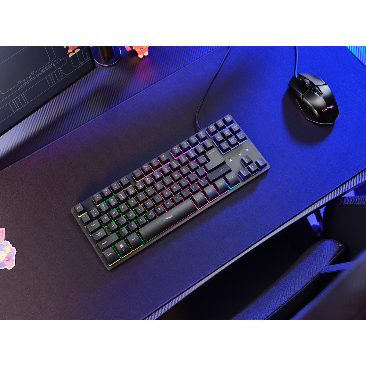 Trust gxt 833 thado toetsenbord met tkl-verlichting (zwart, us lay-out (qwerty), 80% (tkl), rgb)