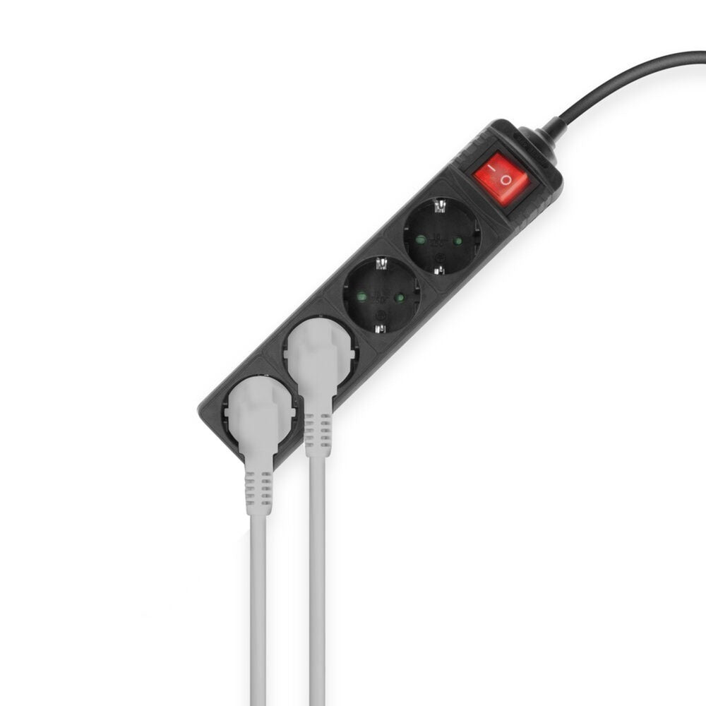 Act connectivity stekkerdoos met lichtgevende schakelaar, 4 sockets, 2 m, zwart stekkerdoos (zwart)