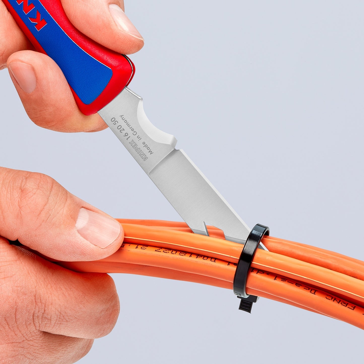 Knipex electriciën zakmes 16 20 50 sb (rood blauw, lengte 120mm)