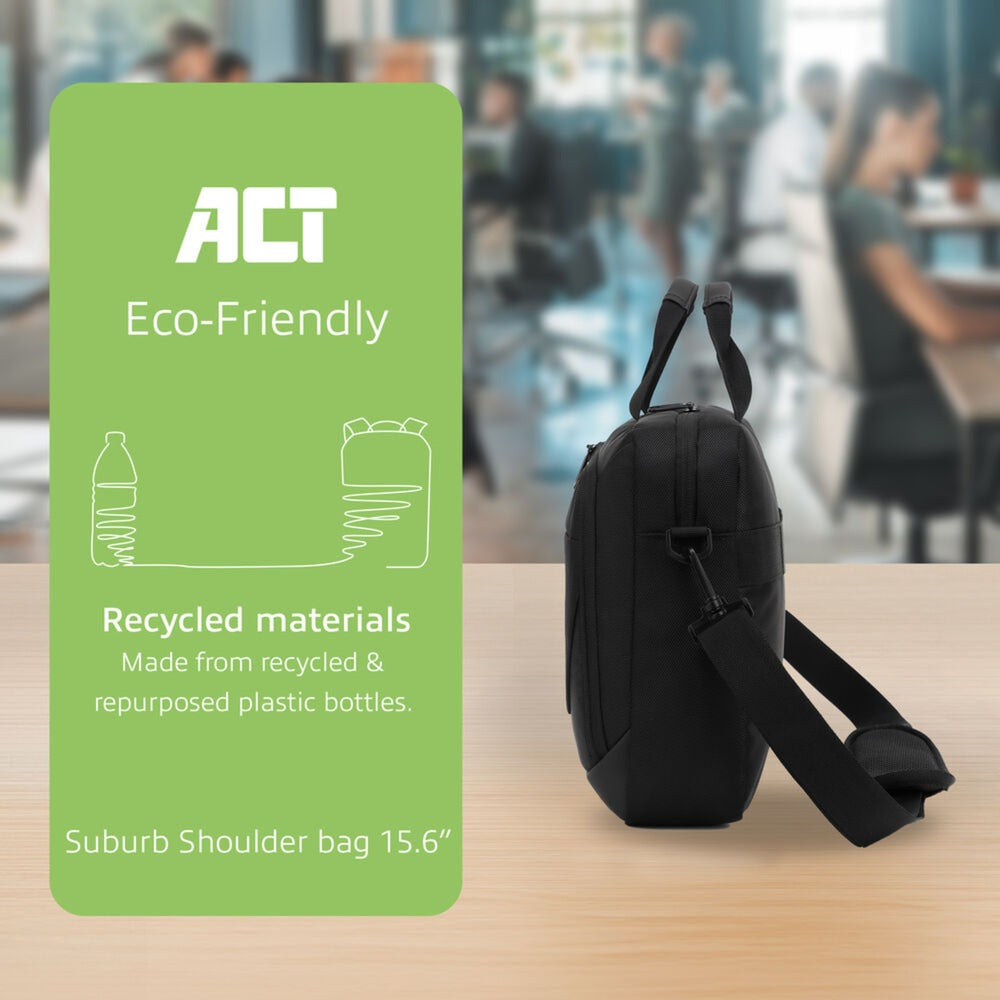 Act connectivity suburb schoudertas voor laptops tot 15,6 laptoptas (zwart)