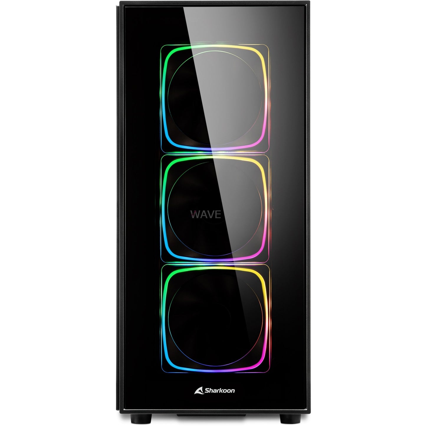 Sharkoon tg6 rgb midi tower behuizing (zwart | 4x usb-a | rgb | tempered glass)
