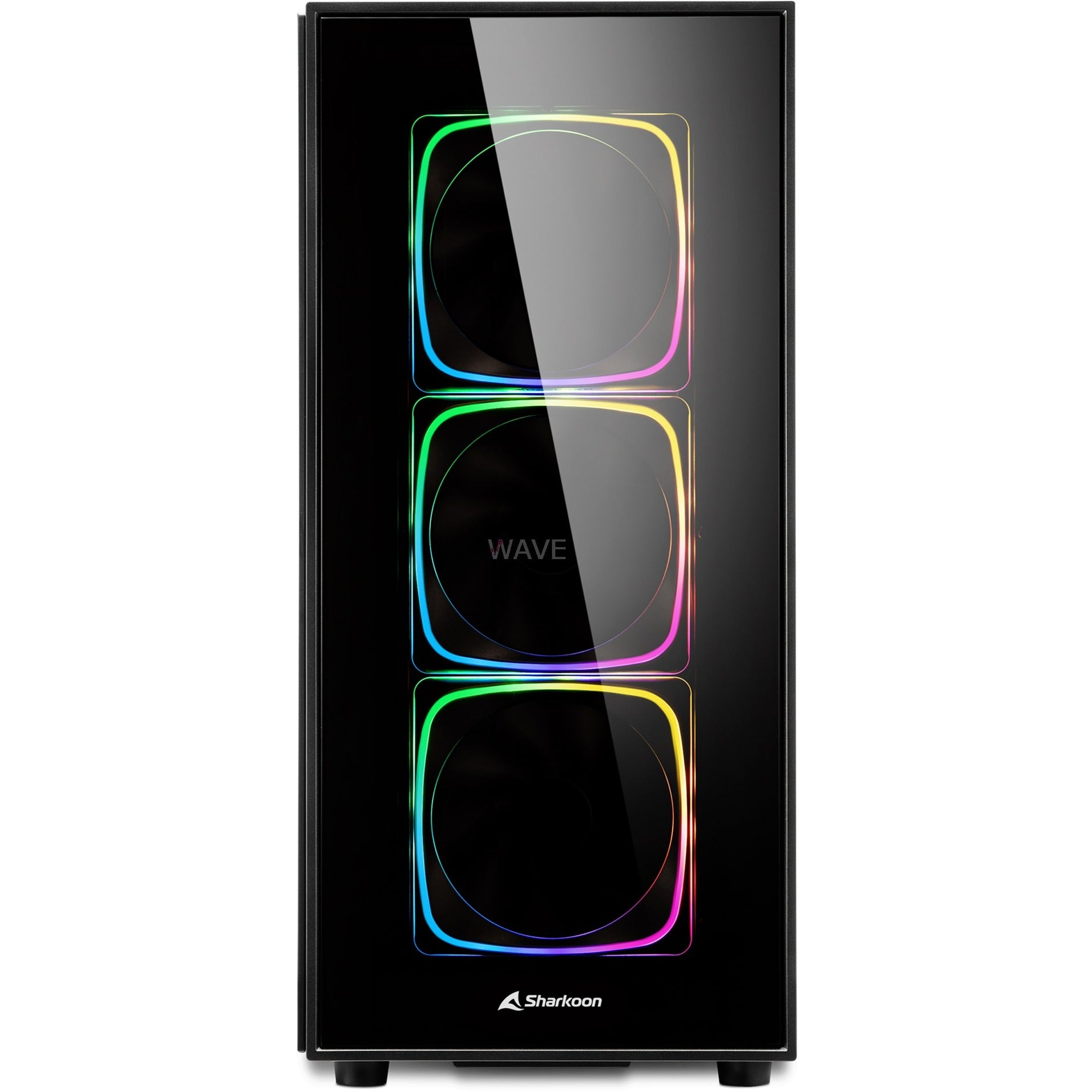 Sharkoon tg6 rgb midi tower behuizing (zwart | 4x usb-a | rgb | tempered glass)