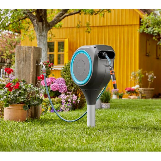 Gardena tuinslangbox rollup m slanghaspel (grijs turquoise, 18614-20)