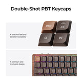 Keychron k3 max-h3w all-wood special edition rgb mechanisch toetsenbord (houtkleur, us lay-out (qwerty), milk pom brown, 75%, rgb leds, double-shot pbt, hot swap, 2.4ghz | bluetooth 5.1 | usb-c) - afbeelding 5