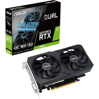 Asus geforce rtx 3050 dual v2 8gb gddr6 grafische kaart (lite hash rate, 1x displayport, 1x hdmi 2.1, dvi-d)