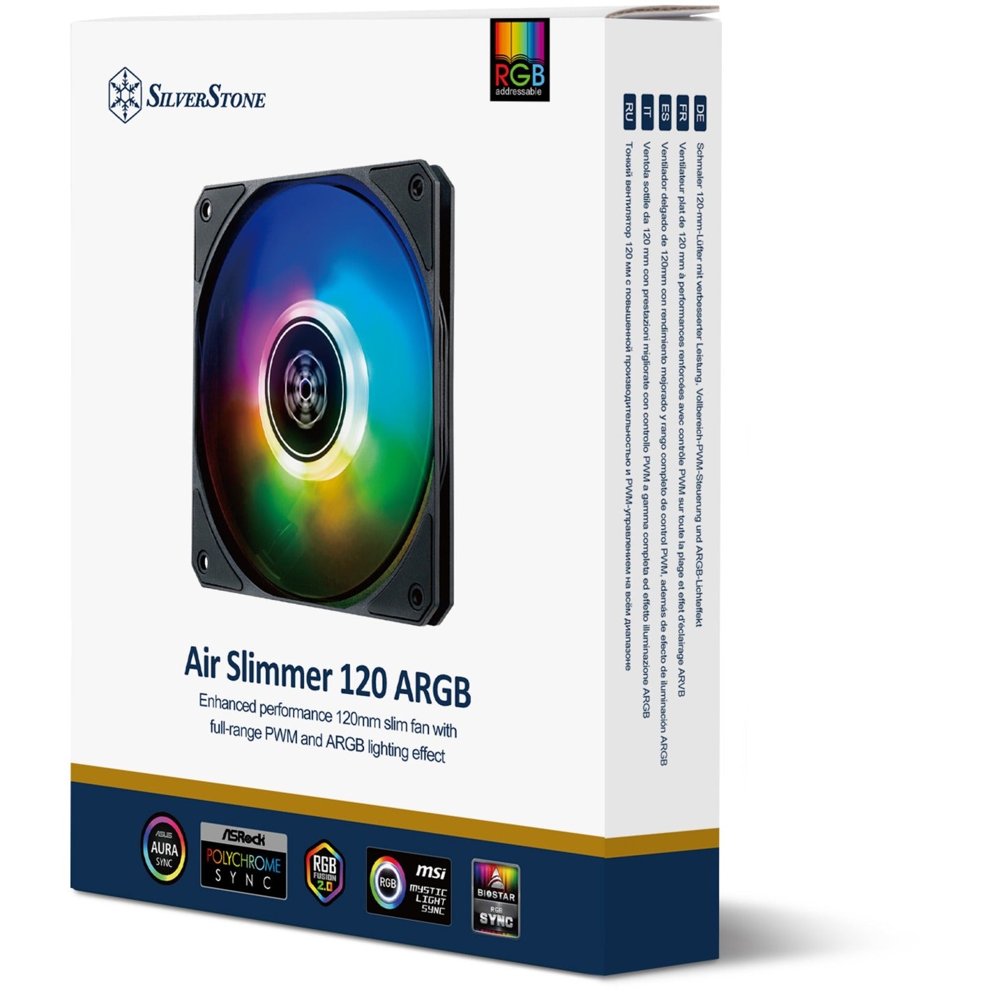Silverstone air slimmer 120 argb case fan (zwart, 120 x 120 x 15 mm, pwm)