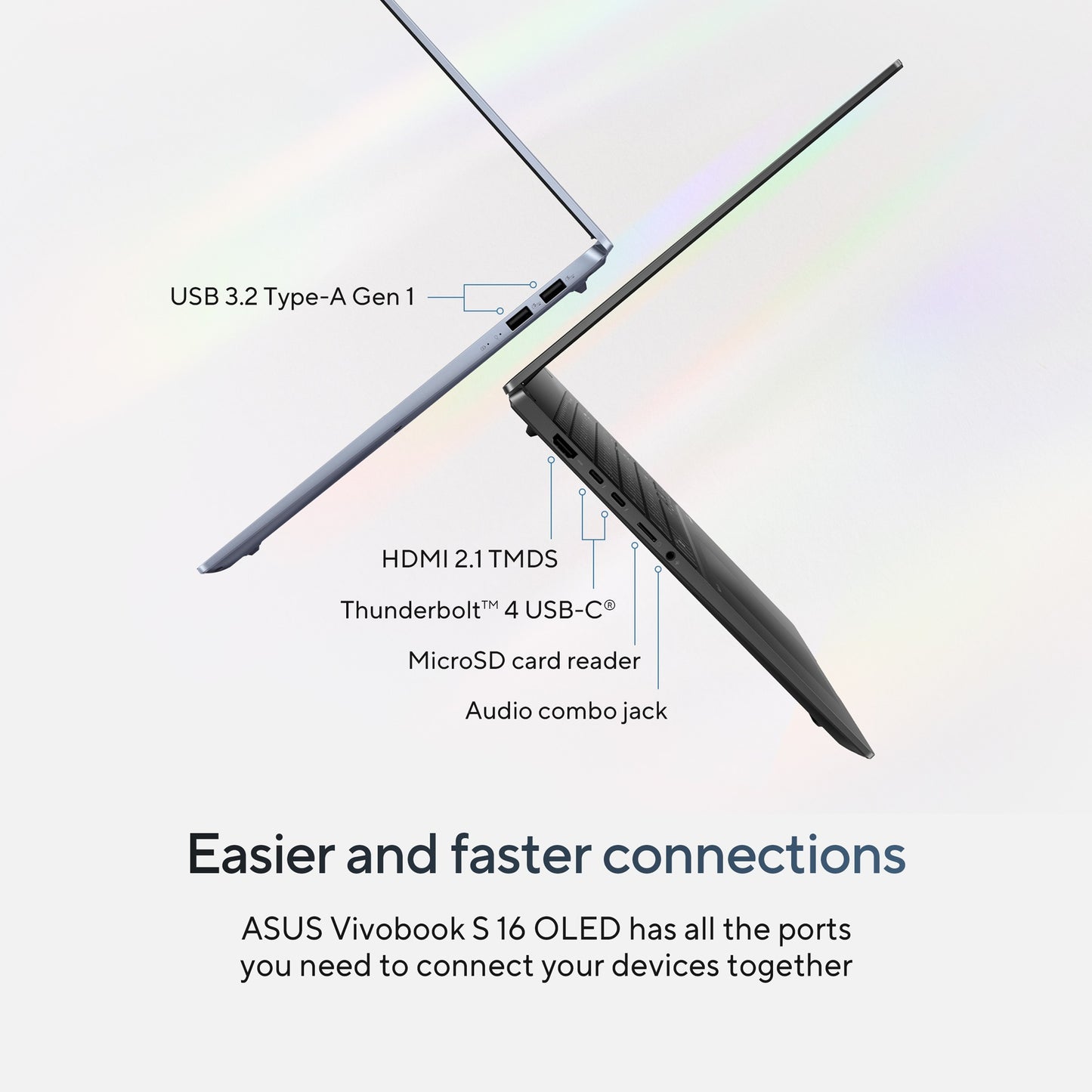 Asus vivobook s 16 oled (s5606ma-mx028w) 16 laptop (zwart | core ultra 7 155h | arc graphics | 16 gb | 1 tb ssd)