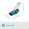 Gardena grasmaaier easymax 32 18v (turquoise grijs, accu en lader niet inbegrepen)