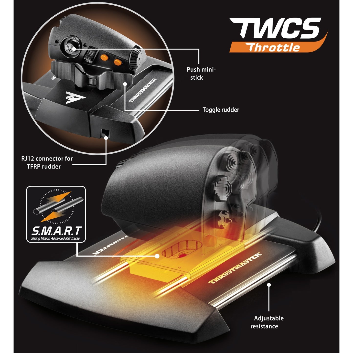 Thrustmaster t.16000m fcs hotas gaming hotas (zwart oranje, pc)