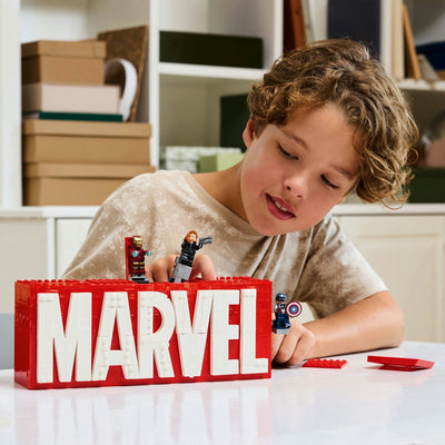 Lego super heroes 76313 marvel logo en minifiguren