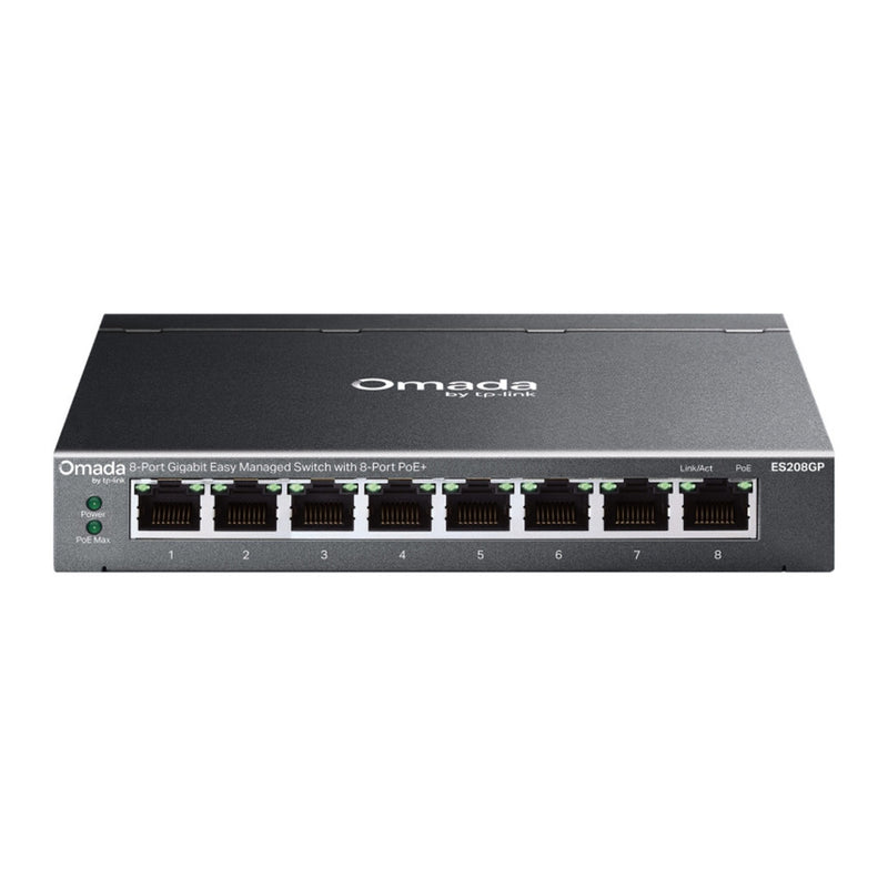 Tp-link omada es208gp 8-poort gigabit easy managed switch (zwart, 8x poe+)