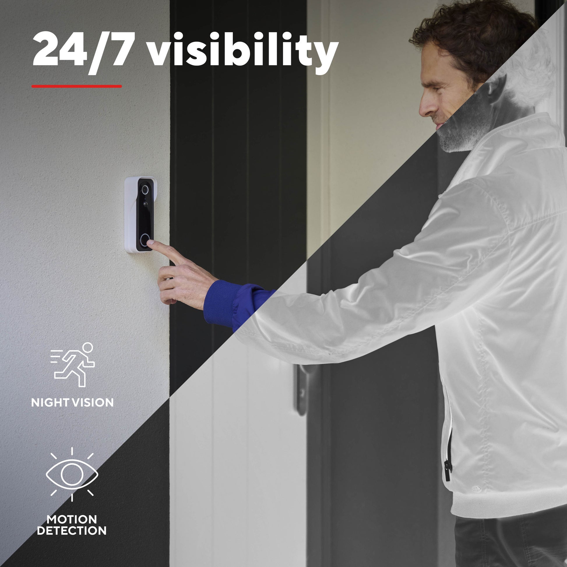 Trust doorcam-3000 slimme wifi deurbelcamera (wit zwart, 2.4 ghz wifi)