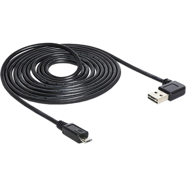 Delock usb 2.0 male left right > micro-b, 3m kabel (zwart, 83384)