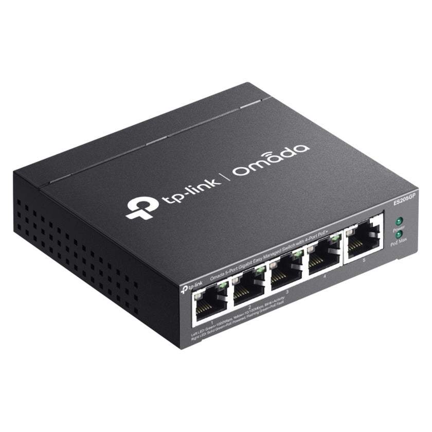 Tp-link omada es205gp switch (zwart, 4x poe+)