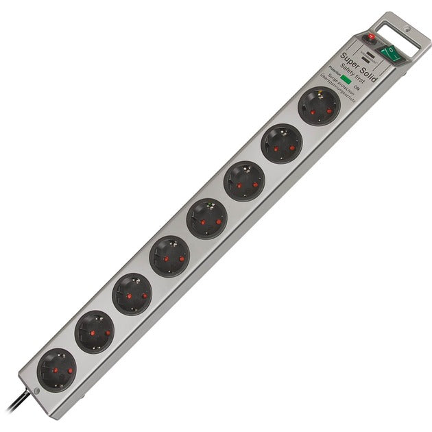 Brennenstuhl super-solid 13500a +surge protection 8x stekkerdoos (zilver, 1153340318, voor 8 stekkers)