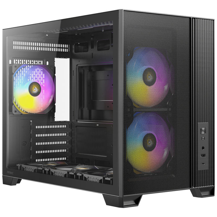 Antec flux m mini tower behuizing (zwart | 1x usb-a | 1x usb-c | tempered glass)