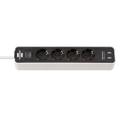 Brennenstuhl ecolor stekkerdoos 4-voudig + 2x usb stekkerdoos (wit zwart)