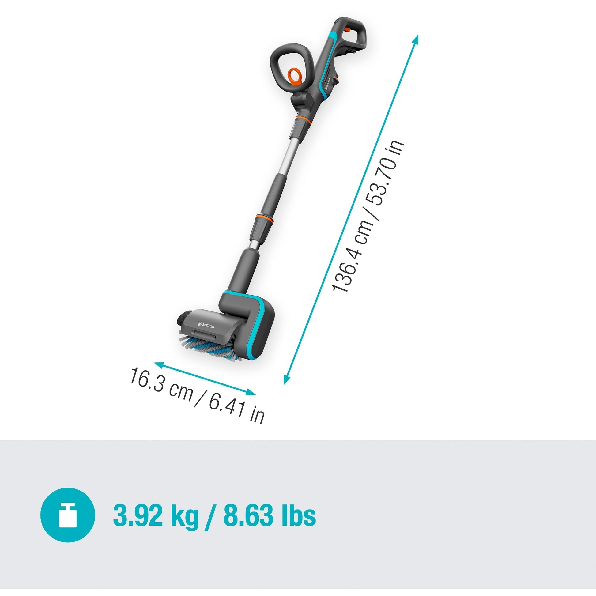 Gardena aquabrush patio 18v p4a solo accu multi-reiniger vloerreiniger (grijs turquoise, 14841-55, accu en lader niet inbegrepen, power for all alliance)