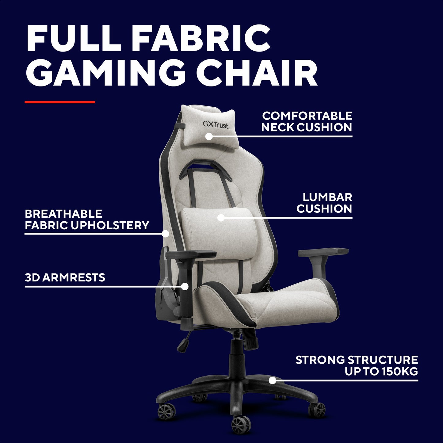Trust gxt 723 ruya comfortabele stoffen gaming stoel