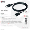 Club 3d displayport 2.1 vesa dp80 gecertificeerde kabel male-male (zwart, 1,2 meter, 4k 240hz, 8k 60hz, 80gbps)