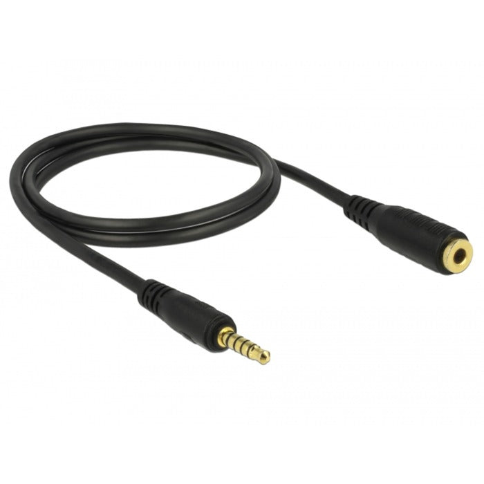 Delock 3,5 mm 5-pin (male) naar 3,5 mm 5-pin (female) kabel (zwart, 1 meter)