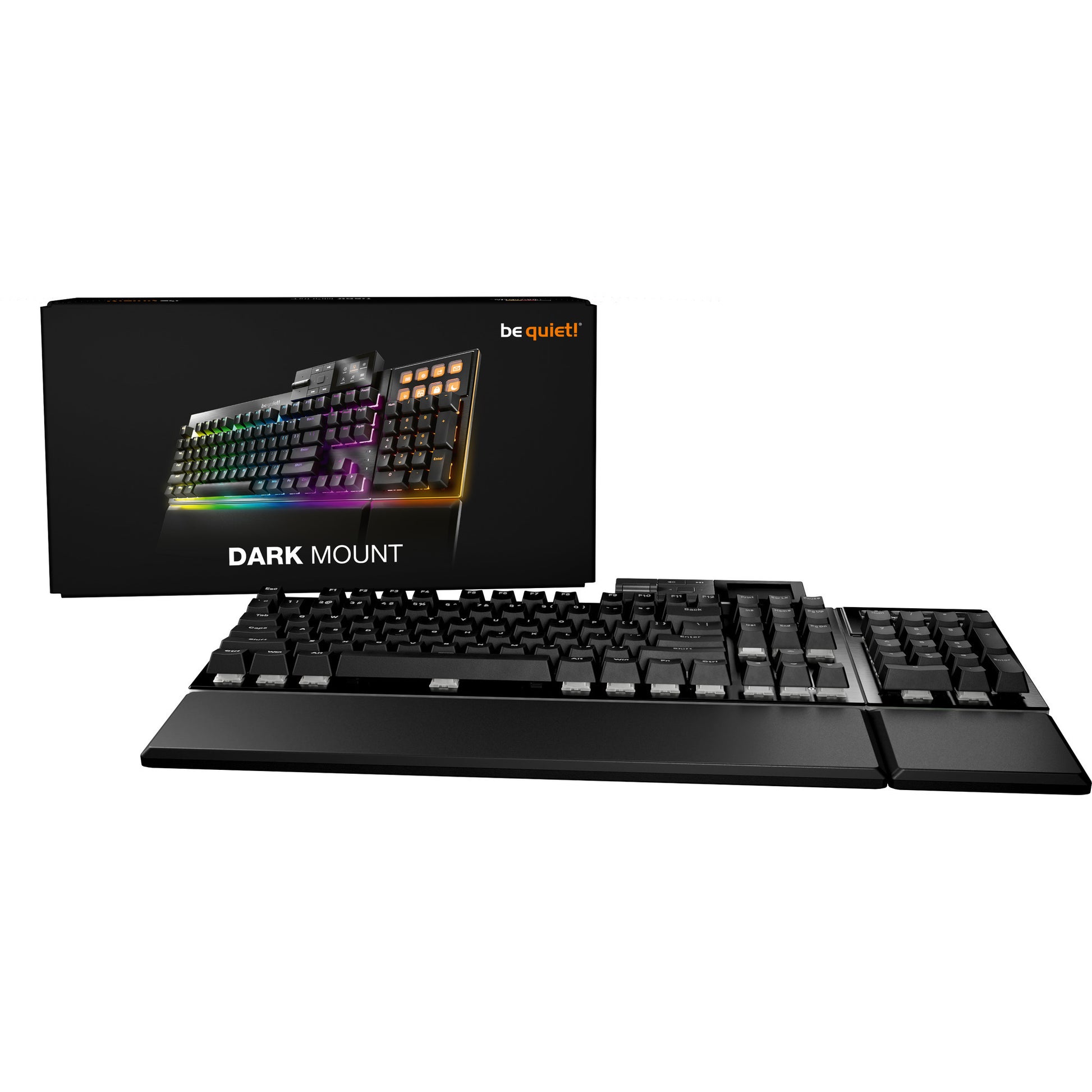 Be quiet! dark mount silent tactile rgb mechanisch gaming toetsenbord (zwart, us lay-out (qwerty), silent tactile, 100%, argb, pbt double-shot keycaps, media dock)