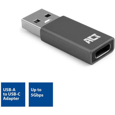 Act connectivity usb-a naar usb-c adapter (donkergrijs)