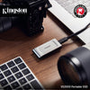 Kingston xs2000 portable 4 tb externe ssd (zilver zwart, sxs2000 2000g, usb-c 3.2 (20 gbit s))