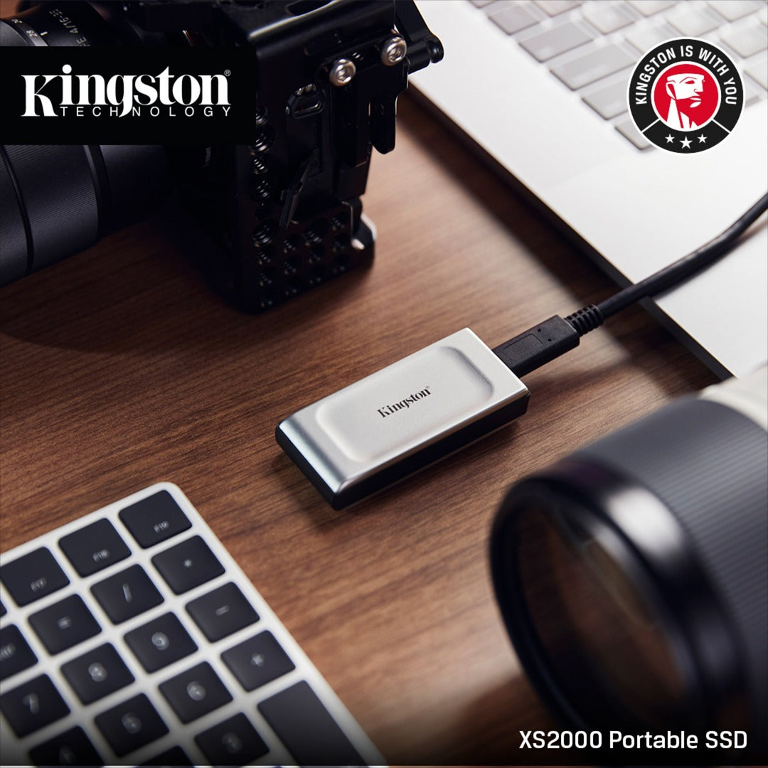 Kingston xs2000 portable 4 tb externe ssd (zilver zwart, sxs2000 2000g, usb-c 3.2 (20 gbit s))