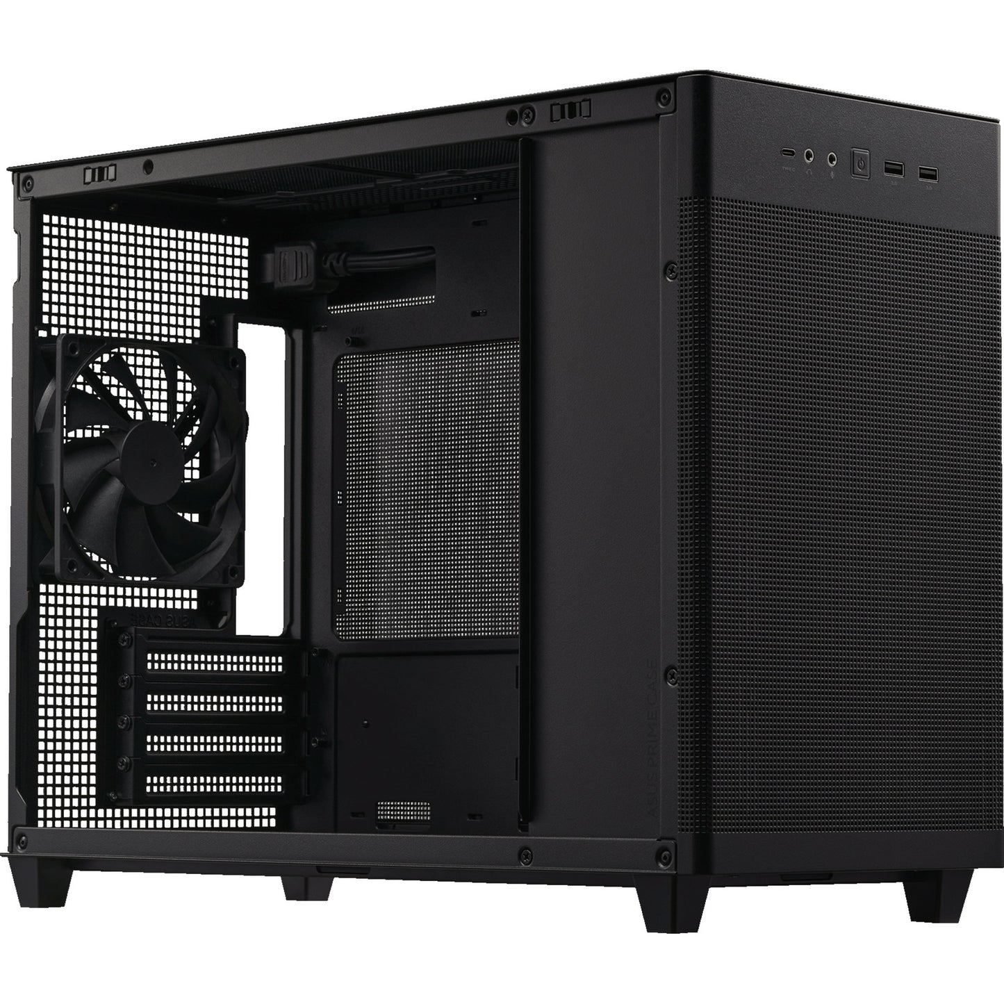 Asus prime ap201 mini tower behuizing (zwart | 2x usb-a | 1x usb-c)