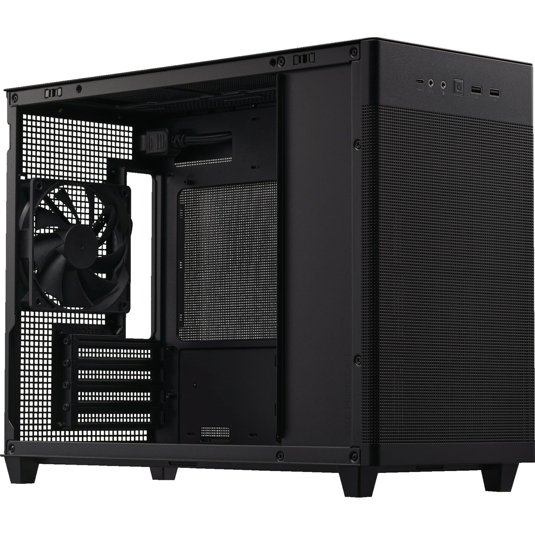 Asus prime ap201 mini tower behuizing (zwart | 2x usb-a | 1x usb-c)
