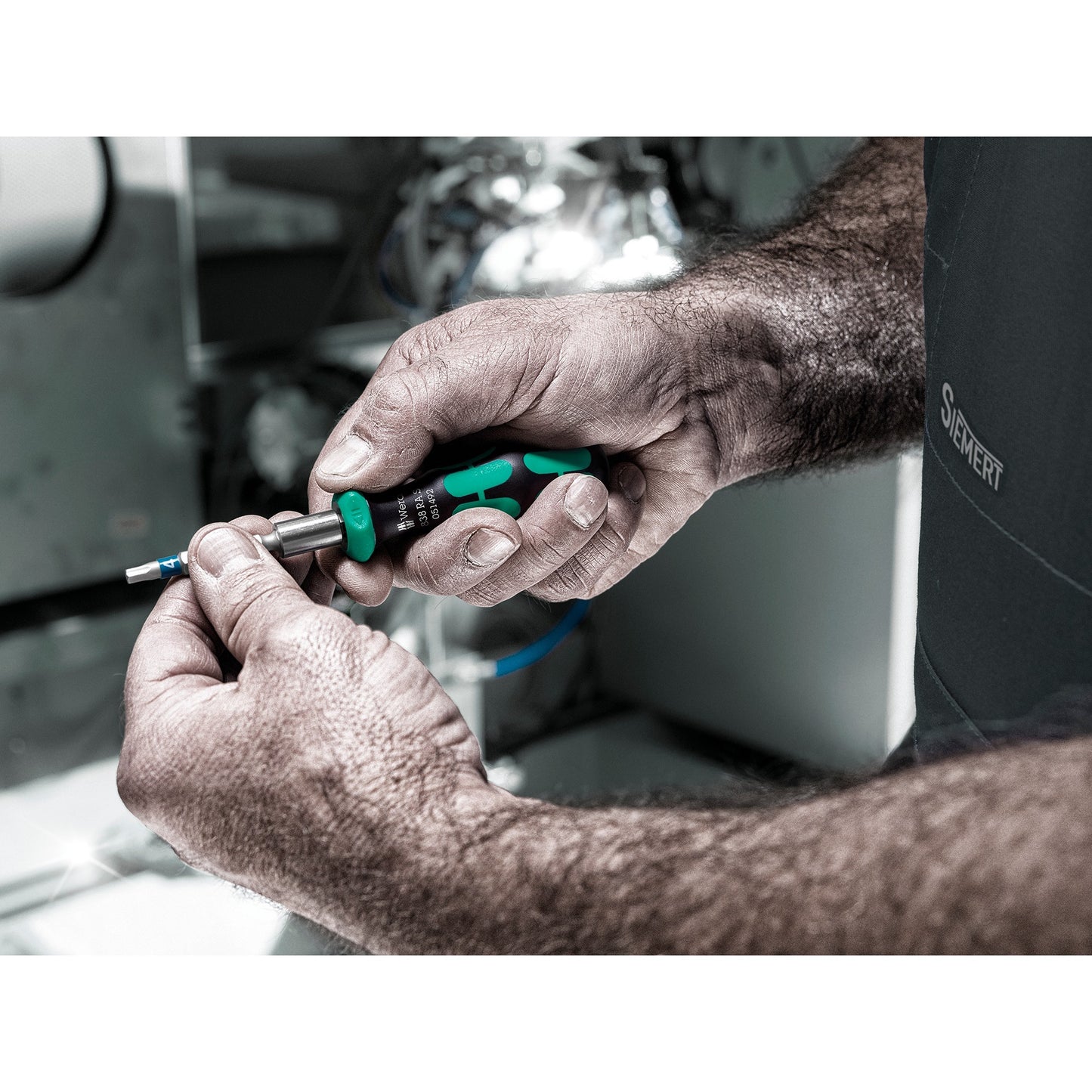 Wera kraftform kompakt 838 ra s imperial set 1 bitset (zwart groen, 14‑delig)