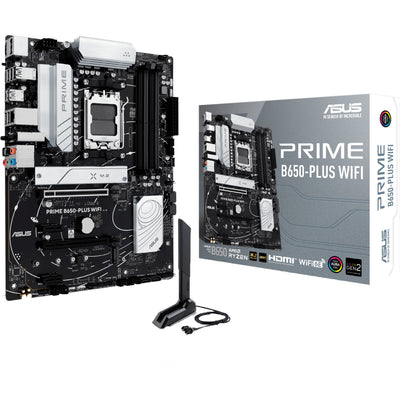 Asus prime b650-plus wifi socket am5 moederbord (zwart zilver, raid, 2.5gb-lan, wi-fi 6e, bt 5.3, sound, atx)
