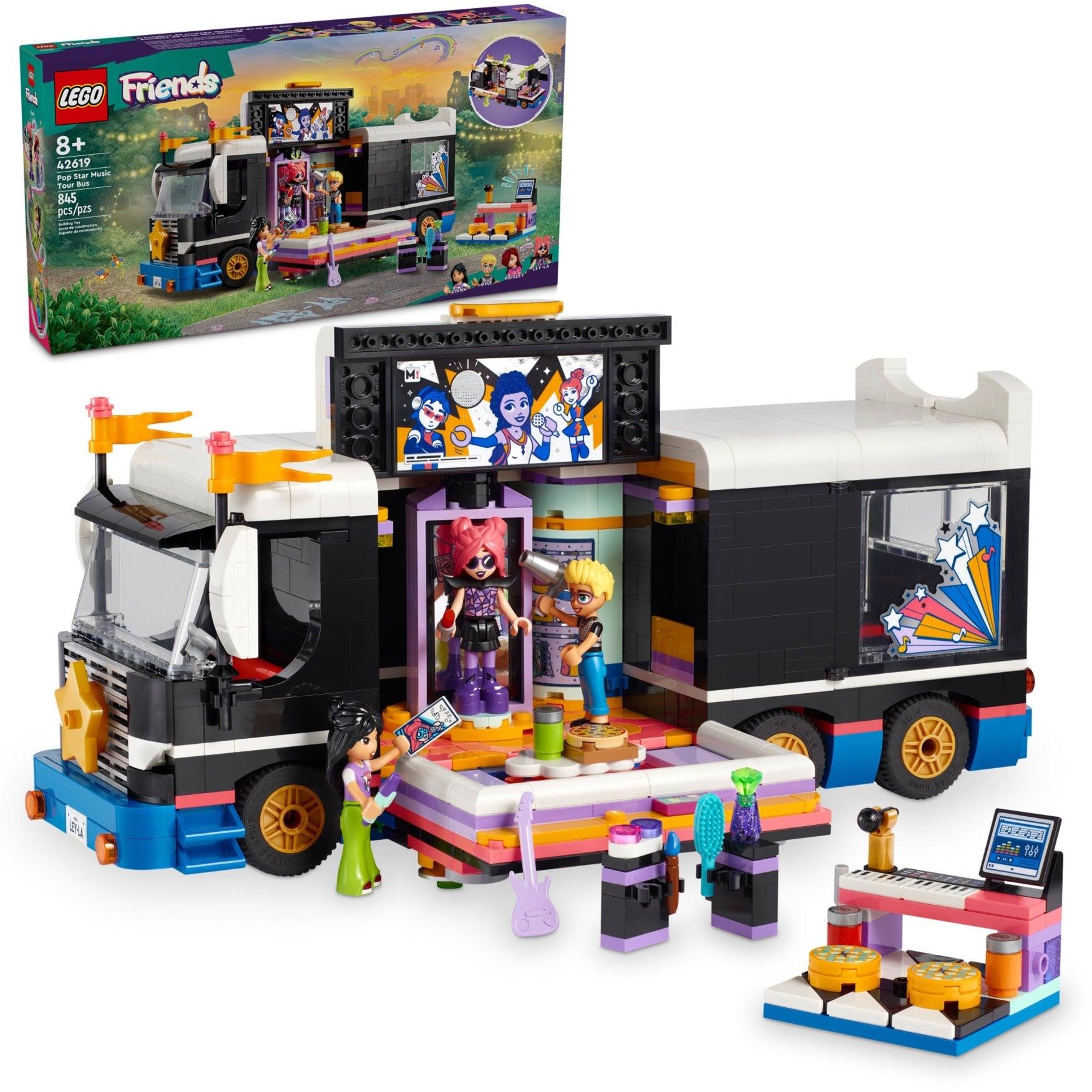 Lego friends - toerbus van popster constructiespeelgoed (42619)