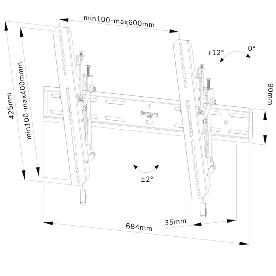 Neomounts select wl35s-850bl16 tv wandsteun bevestiging (zwart)