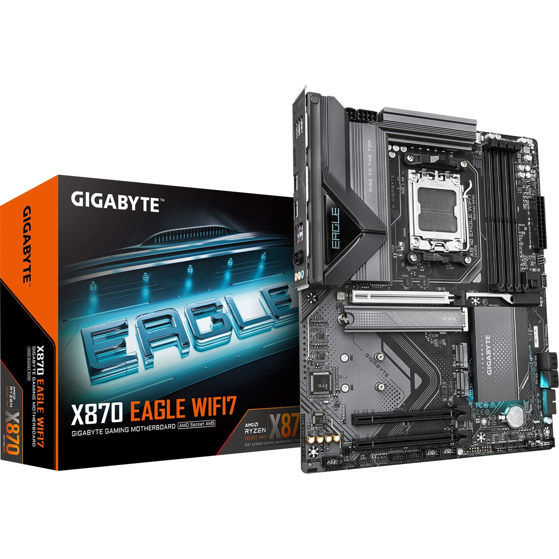 Gigabyte x870 eagle wifi7 socket am5 moederbord (zwart grijs, raid, 2.5gb-lan, wi-fi 7, bt, sound, atx)