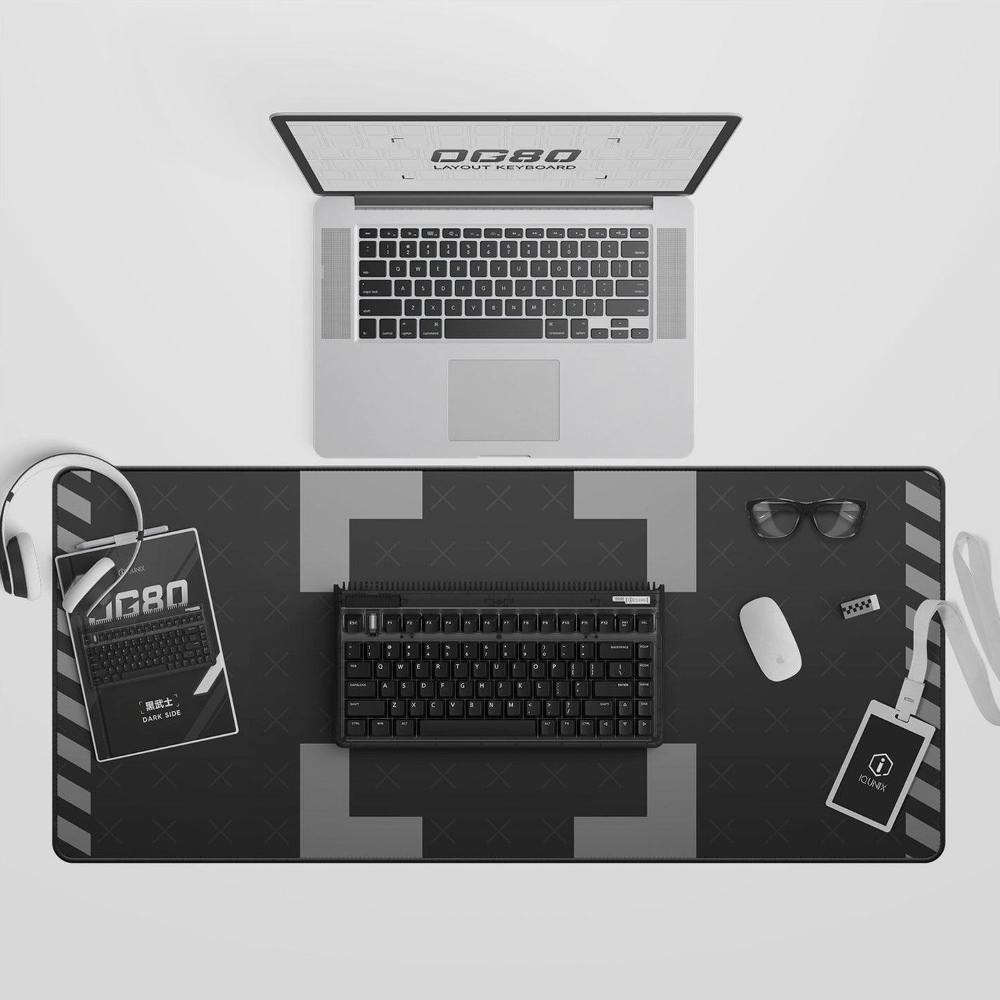 Iqunix og80 dark side wireless mechanical keyboard (zwart, us lay-out (qwerty), cherry mx blue, 80% (tkl), rgb leds, hot-swappable, pbt, 2.4ghz | bluetooth 5.1 | usb-c)