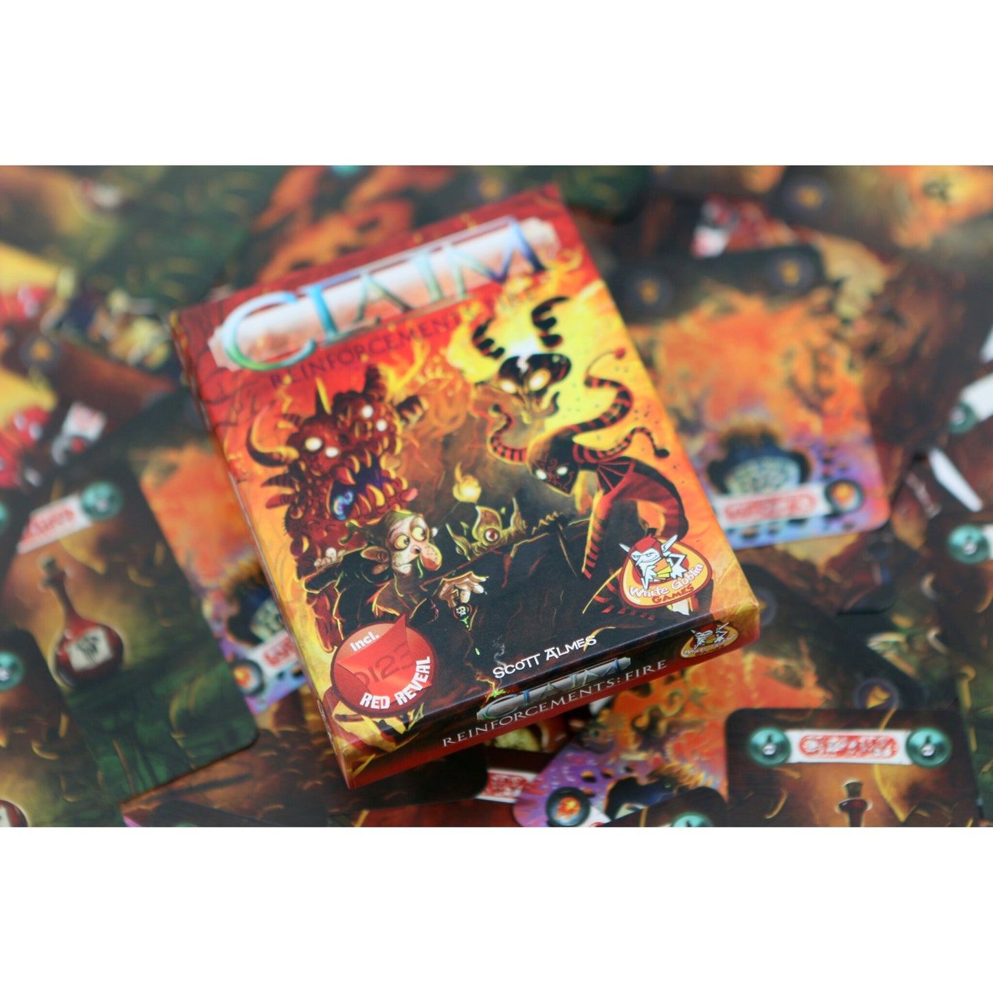 White goblin games claim reinforcements: fire kaartspel (nederlands, uitbreiding, 2 spelers, 25 minuten, vanaf 10 jaar)