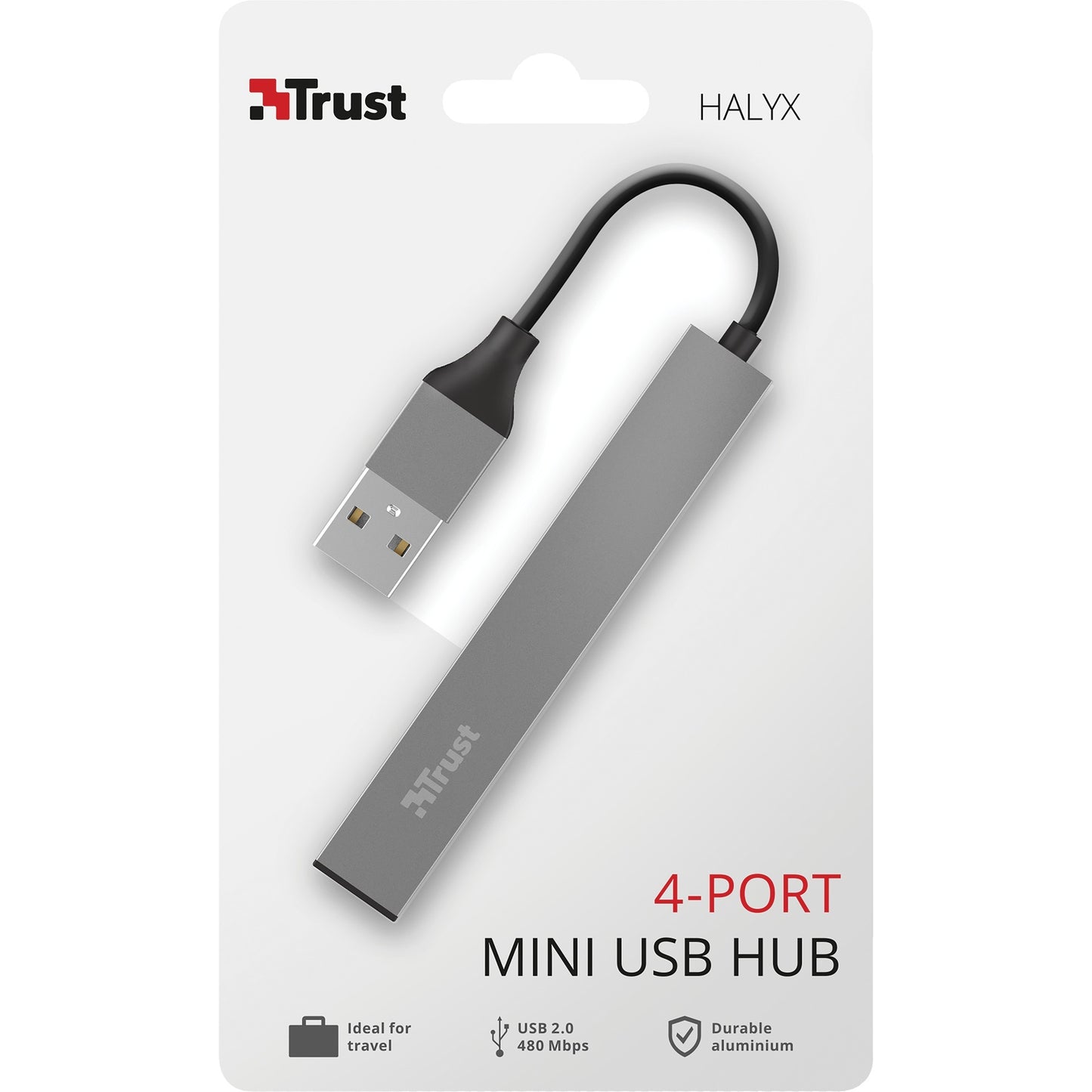 Trust halyx aluminium 4-port mini usb hub usb-hub (aluminium)