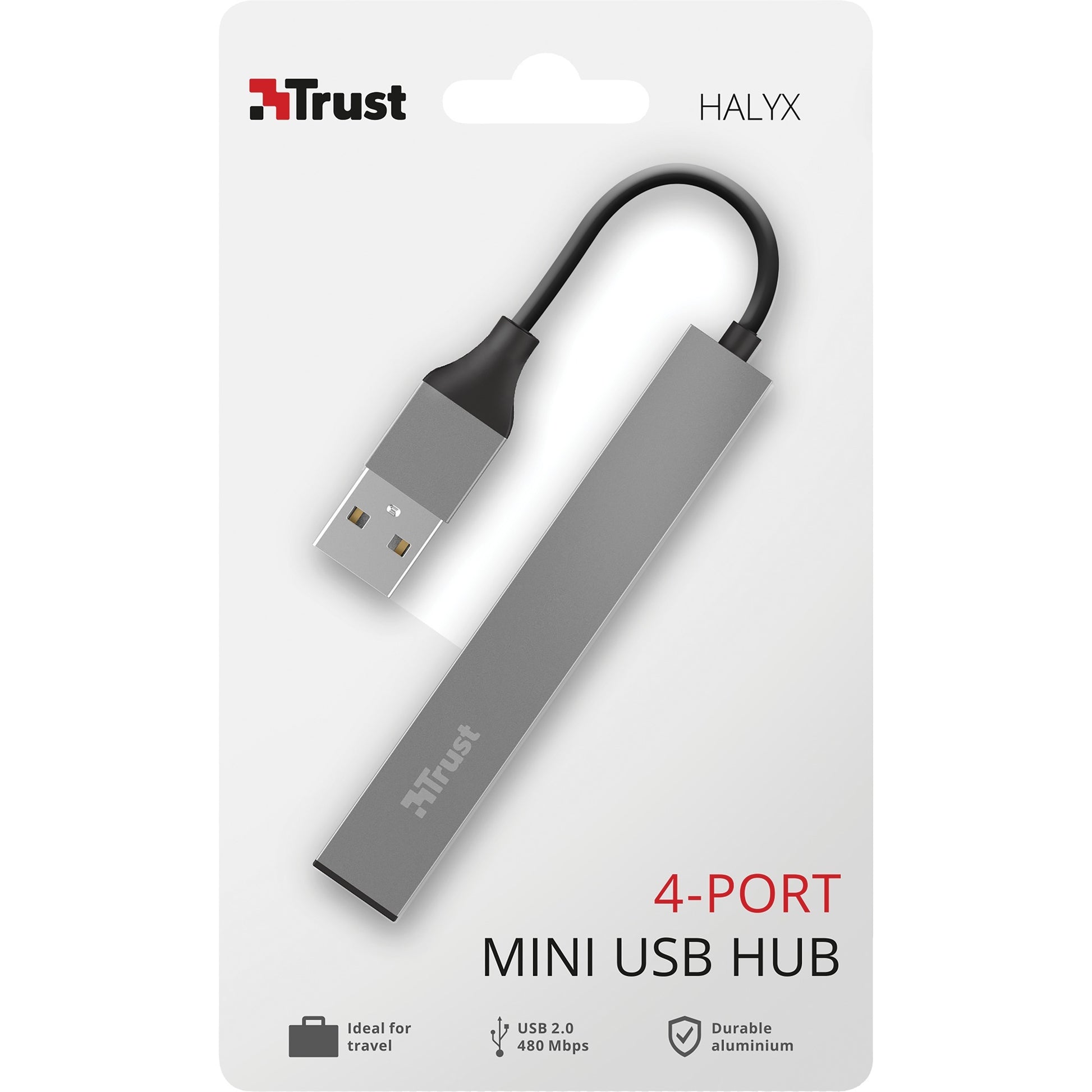 Trust halyx aluminium 4-port mini usb hub usb-hub (aluminium)