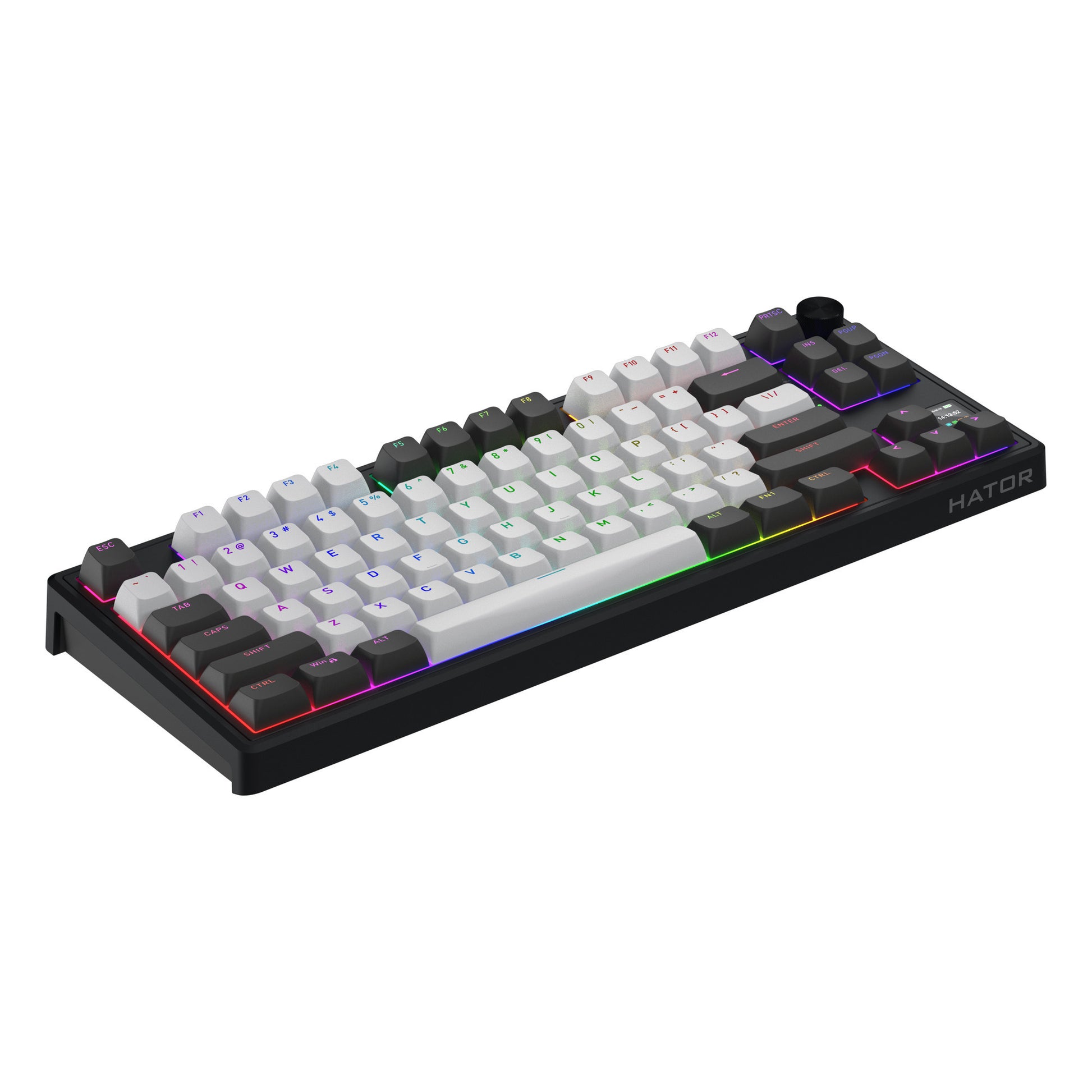 Hator skyfall pro wireless rgb mechanisch gaming toetsenbord (zwart, us lay-out (qwerty), hator aurum vanilla silent, 80% (tkl), rgb, double-shot pbt, hot-swap, 2.4ghz | bluetooth | usb-c)