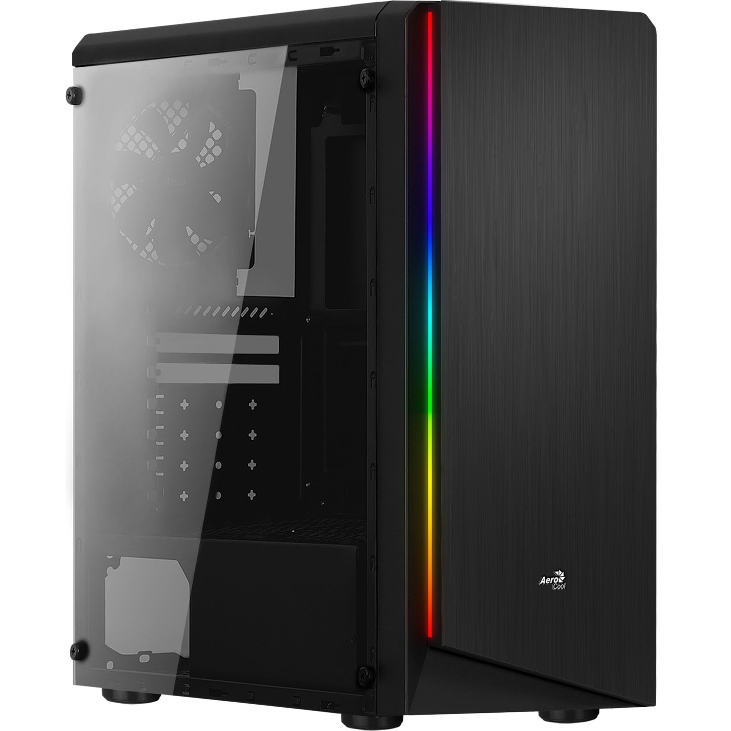 Aerocool rift midi tower behuizing (zwart | 3x usb-a | rgb | window)