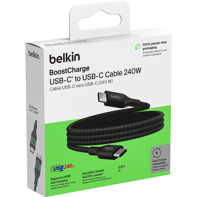 Belkin boostcharge usb-c > usb-c kabel (zwart, 1 meter, 240 w)