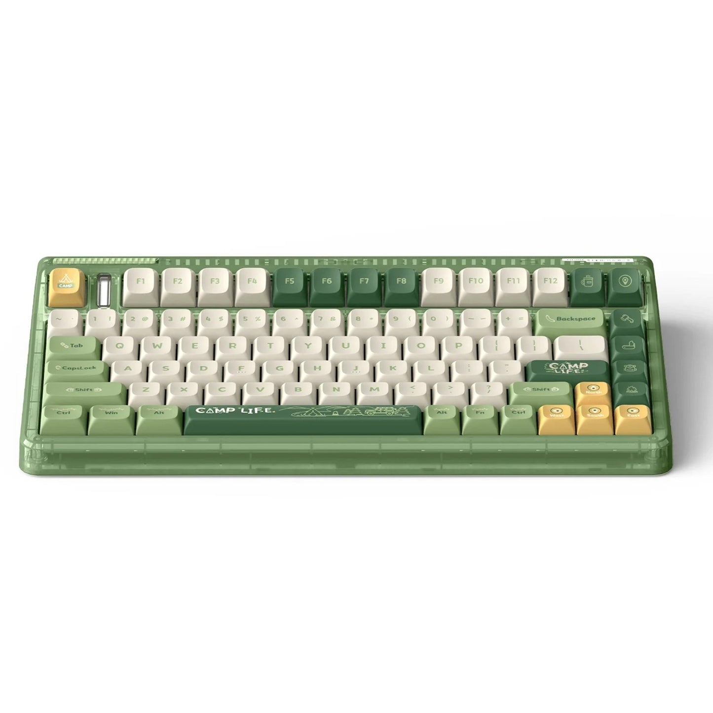 Iqunix og80 camping wireless mechanical keyboard (groen, us lay-out (qwerty), cherry mx red, 80% (tkl), rgb leds, hot-swappable, pbt, 2.4ghz | bluetooth 5.1 | usb-c)