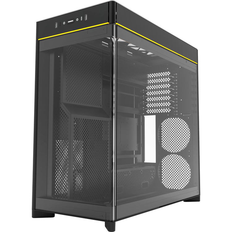 Montech hs02 midi tower behuizing (zwart | 2x usb-a | 1x usb-c | rgb | tempered glass)