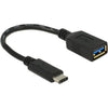 Delock superspeed usb-c 3.1, gen 1 male > usb-a female adapter (zwart, 0,15 meter)