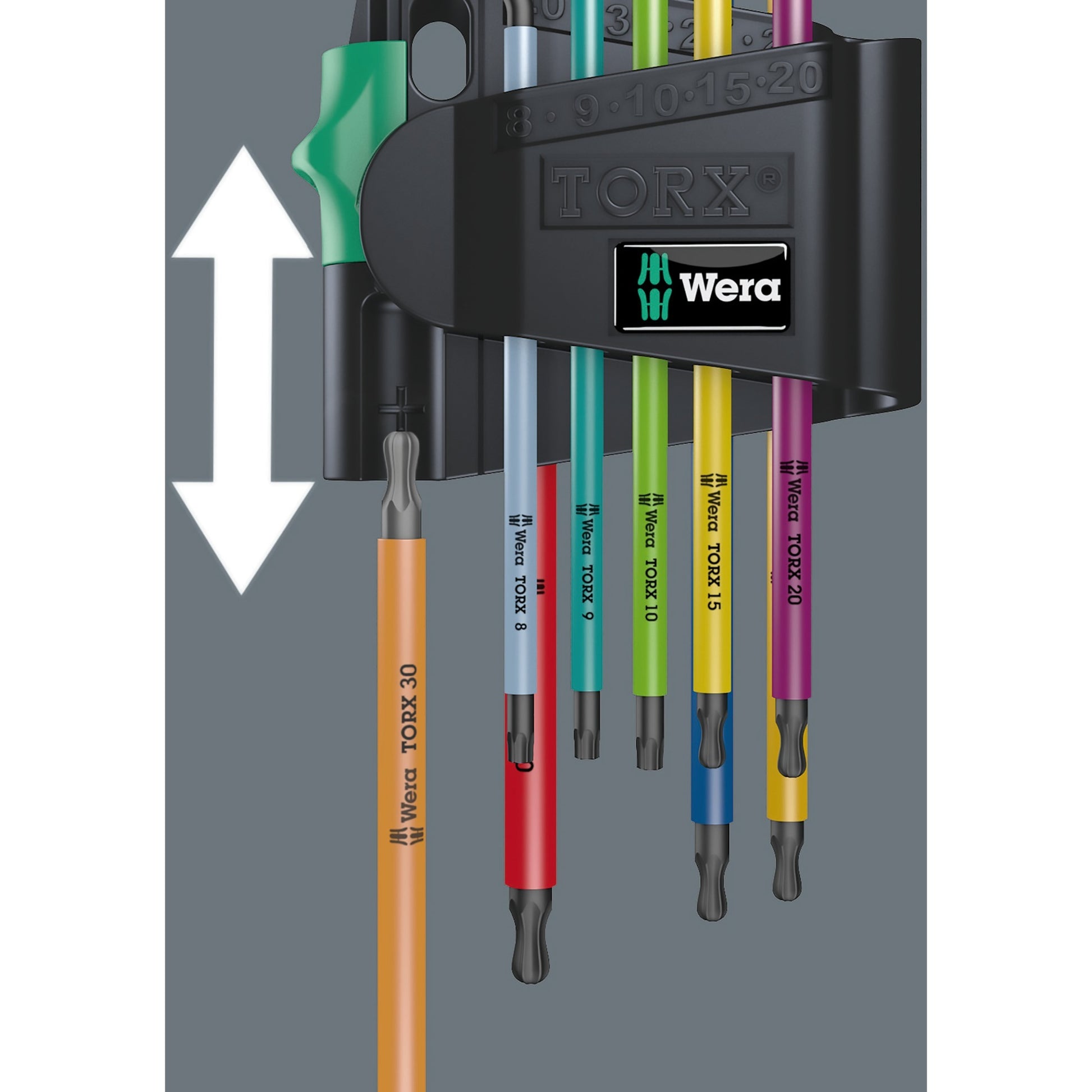 Wera inbussleutelset torx 967 9 tx bo multicolour 1 sb (9-delig, torx t8 tot t40)