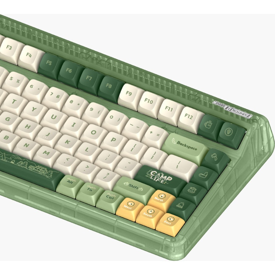 Iqunix og80 camping wireless mechanical keyboard (groen, us lay-out (qwerty), cherry mx red, 80% (tkl), rgb leds, hot-swappable, pbt, 2.4ghz | bluetooth 5.1 | usb-c)