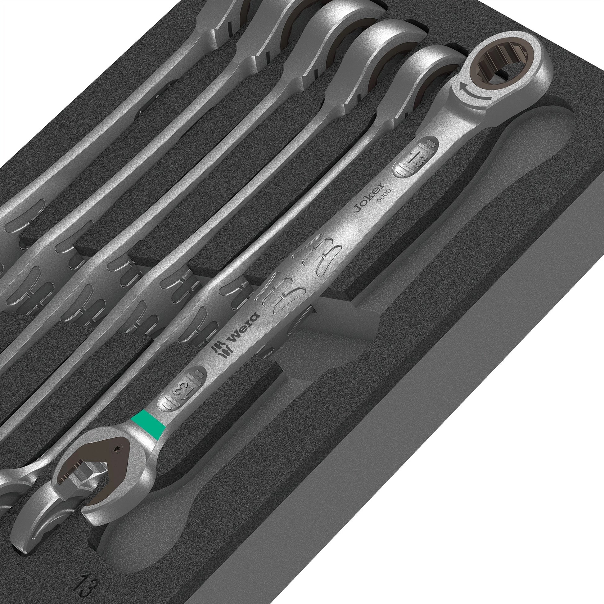 Wera zelfaanpassende steeksleutel 6000 joker set 1 gereedschapsset (zwart grijs, combinatie ratelsleutelset, in schuimrubberen inzet voor werkplaatswagen)