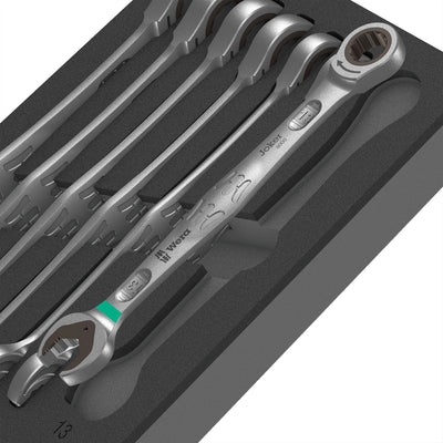 Wera zelfaanpassende steeksleutel 6000 joker set 1 gereedschapsset (zwart grijs, combinatie ratelsleutelset, in schuimrubberen inzet voor werkplaatswagen)